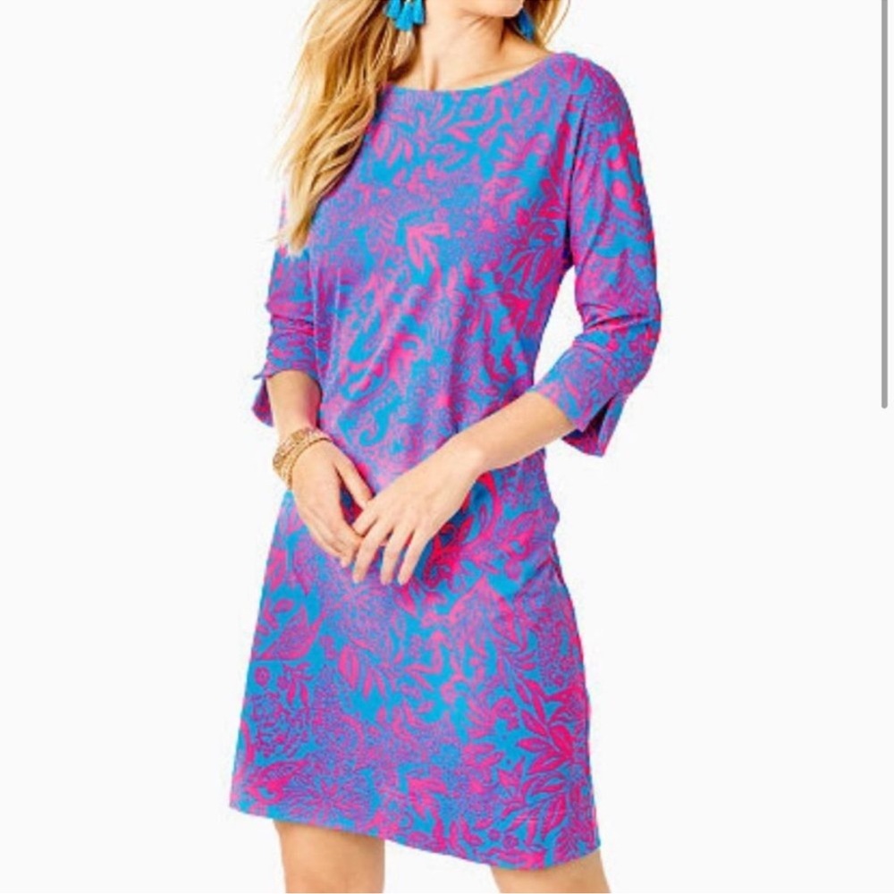 Vibrant Pink and Blue Floral Dress
